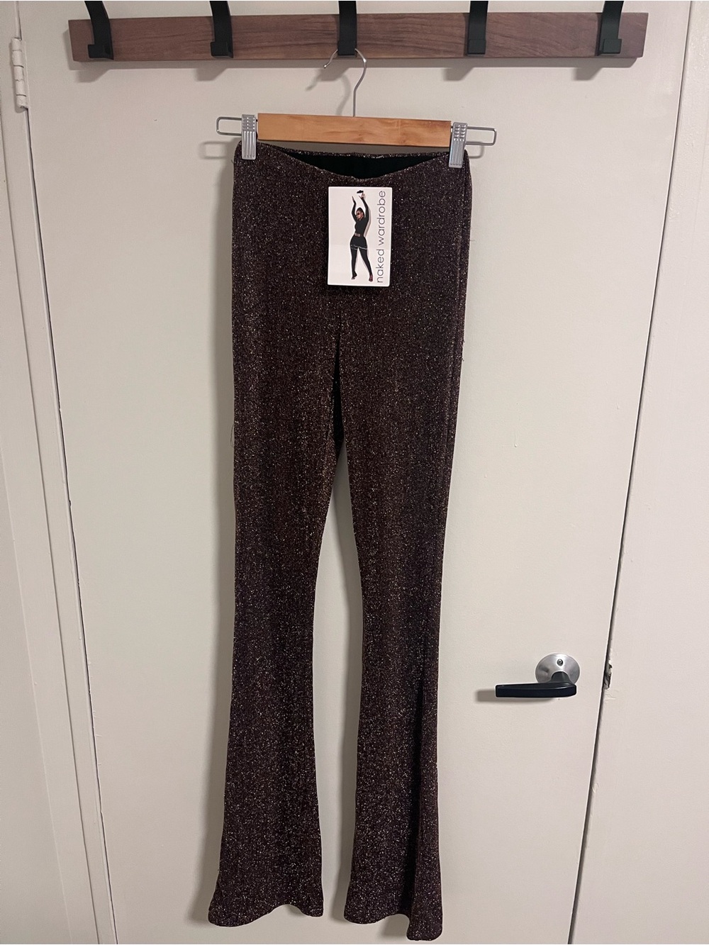 naked wardrobe Brown Sparkle Flare Pants